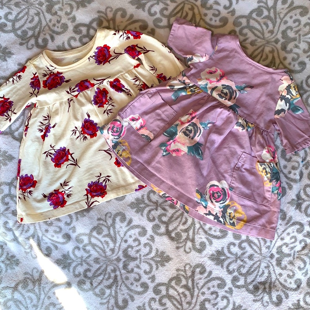Set of Two Old Navy Baby Floral Dresses with Stains 0-3 months